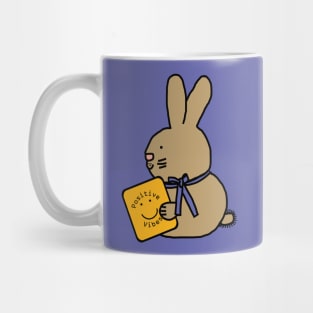 Cute Bunny Rabbit with Positive Vibes Smiley Face Mug